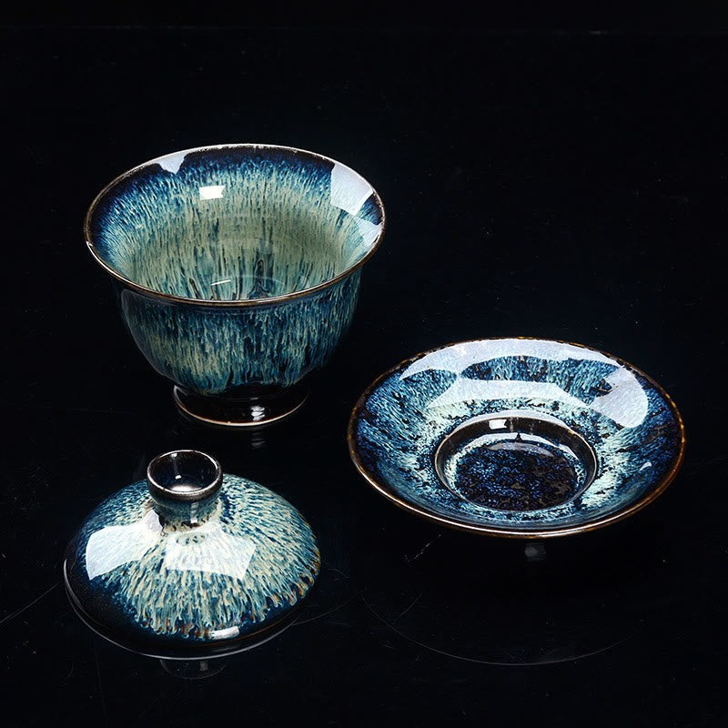 Gaiwan teset med kopp, fat och lock
