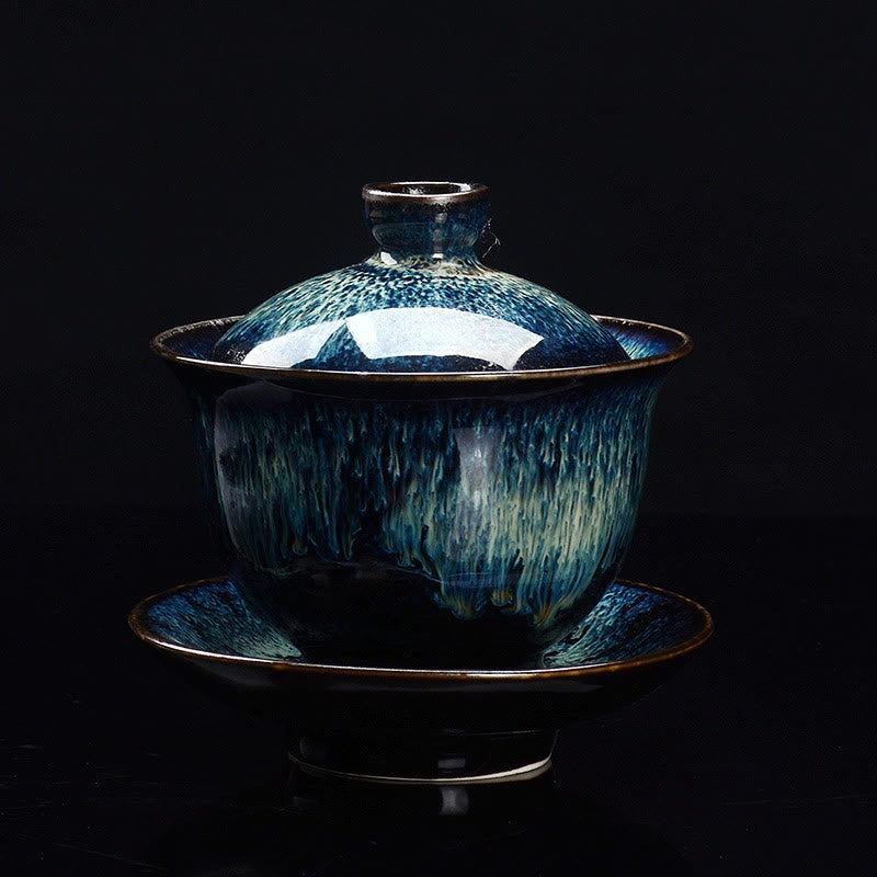 Gaiwan teset med kopp, fat och lock