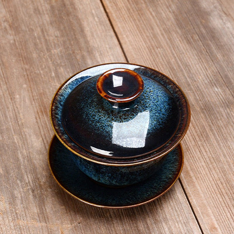 Gaiwan teset med kopp, fat och lock