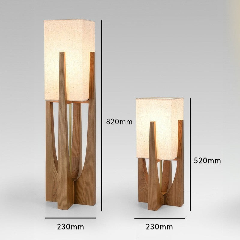 Golvlampa i japansk stil med vertikala trälameller