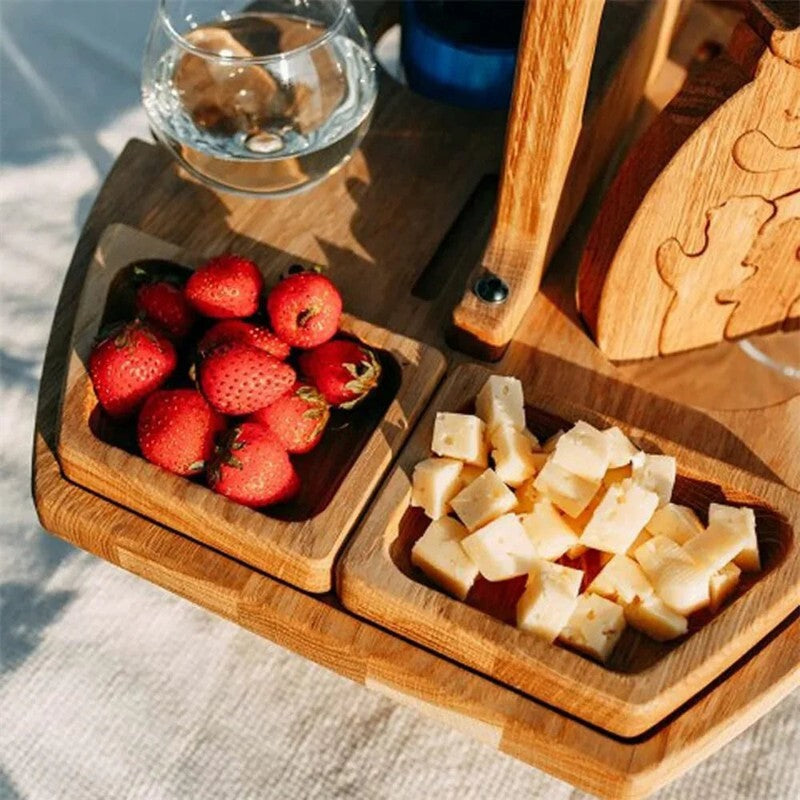 Hopfällbart Picknickbord i Trä för Vin och Ost