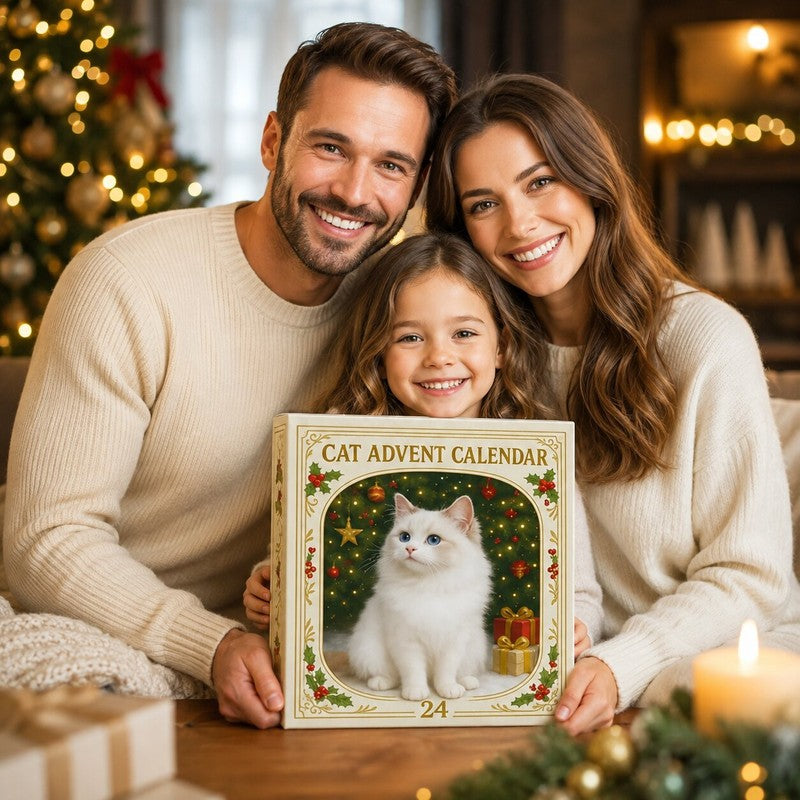 Julkalender för kattälskare 2026 - 24 dekorationer med kattmotiv