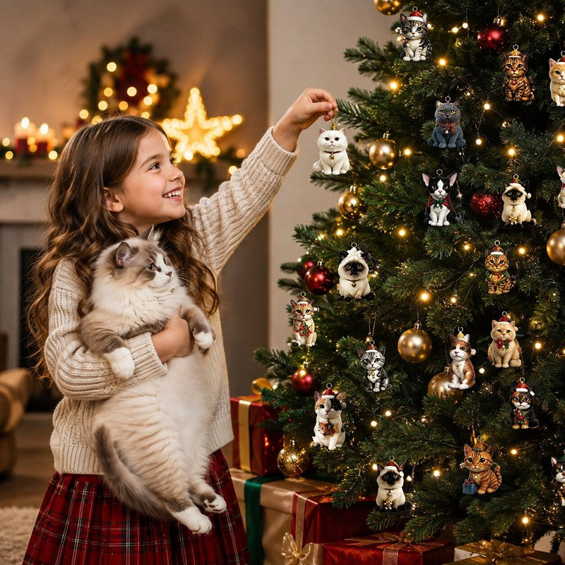 Julkalender för kattälskare 2026 - 24 dekorationer med kattmotiv