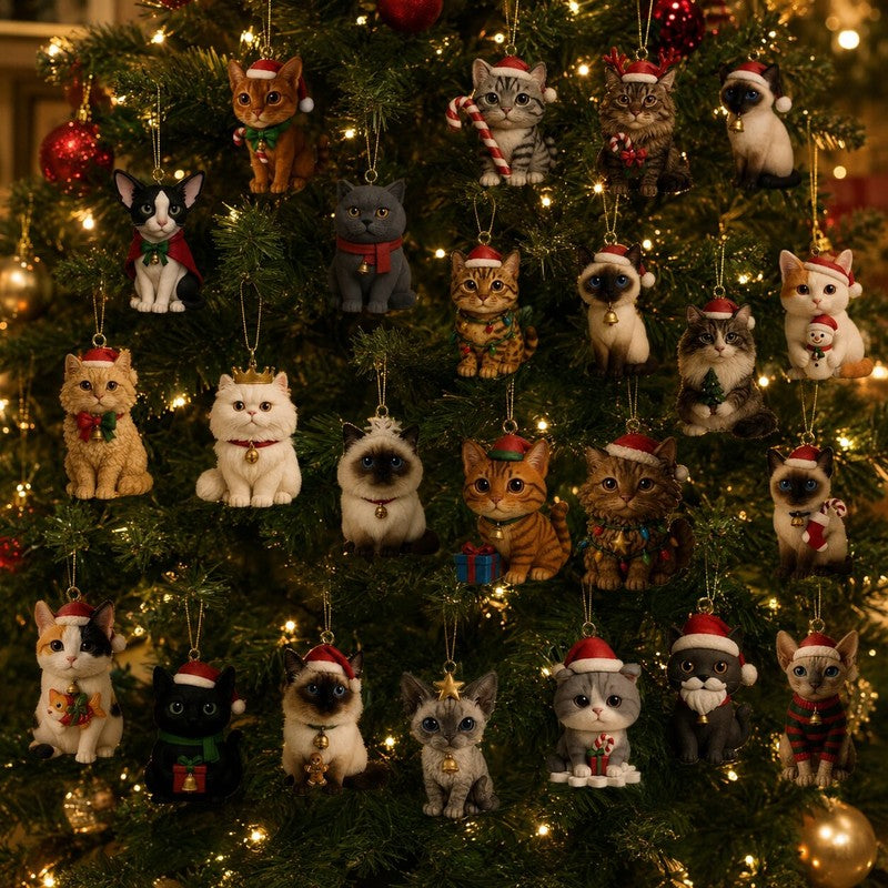 Julkalender för kattälskare 2026 - 24 dekorationer med kattmotiv