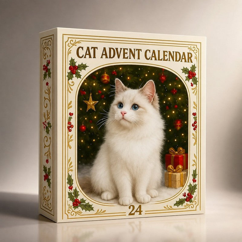 Julkalender för kattälskare 2026 - 24 dekorationer med kattmotiv