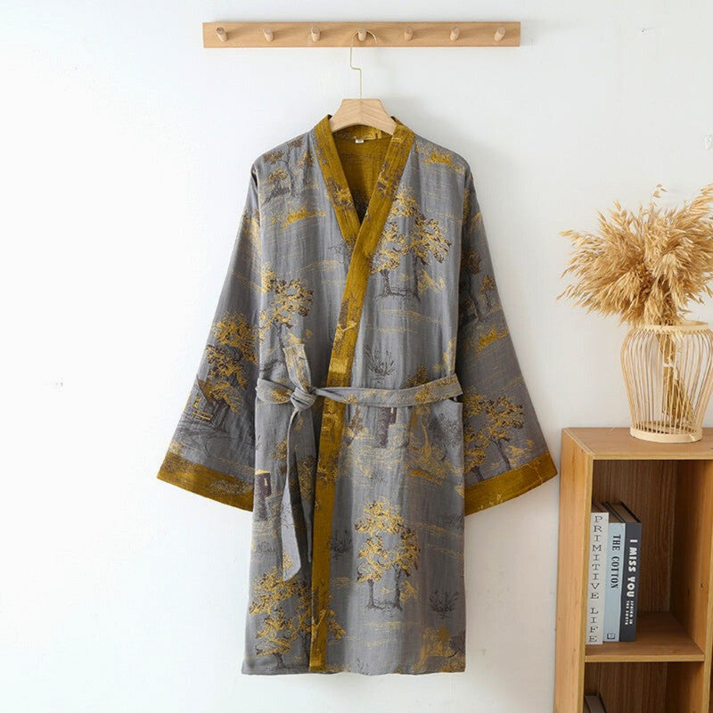Kimono Badjas - V-hals met Landschapsprint