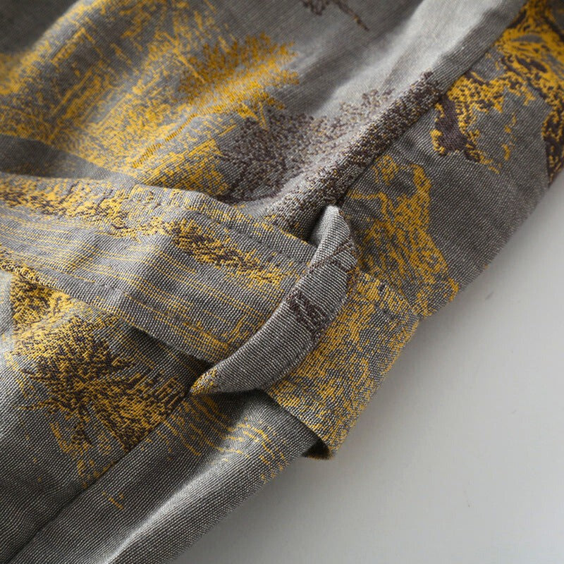 Kimono Badjas - V-hals met Landschapsprint