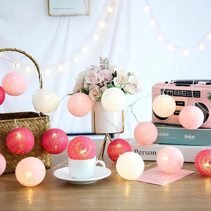 Ljusgarland med bomullsbollar - LED-belysning