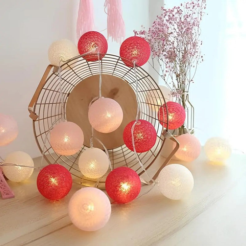 Ljusgarland med bomullsbollar - LED-belysning