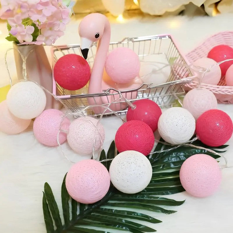 Ljusgarland med bomullsbollar - LED-belysning