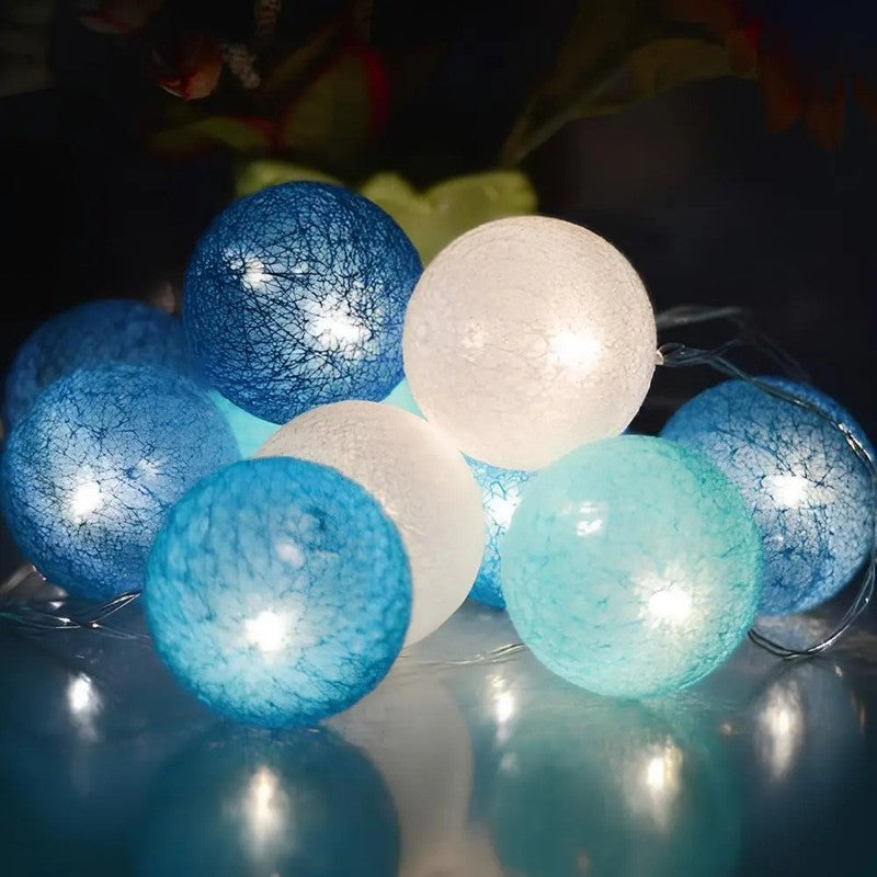 Ljusgarland med bomullsbollar - LED-belysning