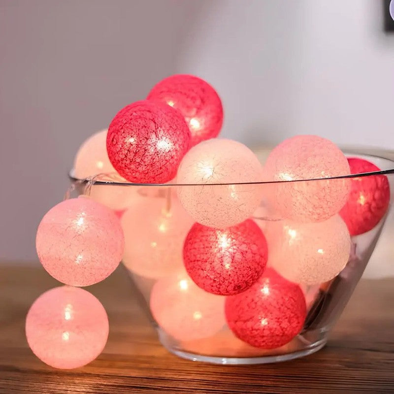 Ljusgarland med bomullsbollar - LED-belysning