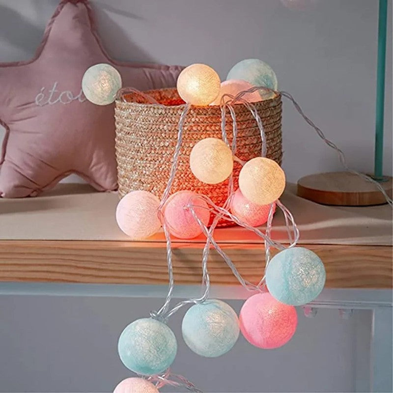 Ljusgarland med bomullsbollar - LED-belysning