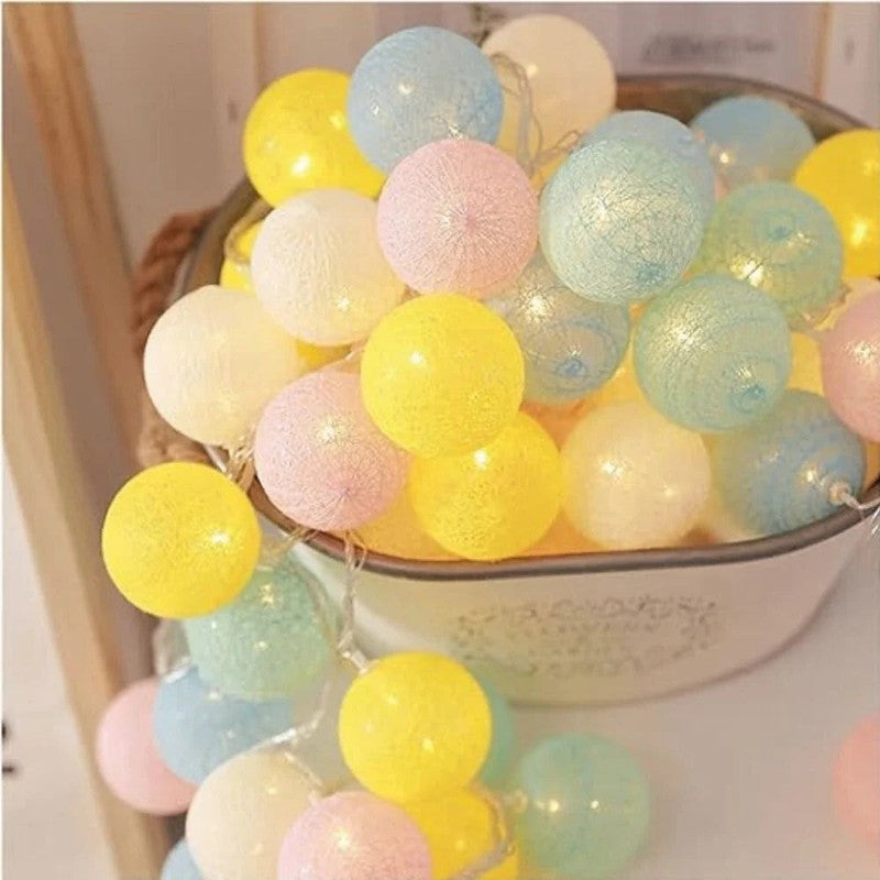 Ljusgarland med bomullsbollar - LED-belysning