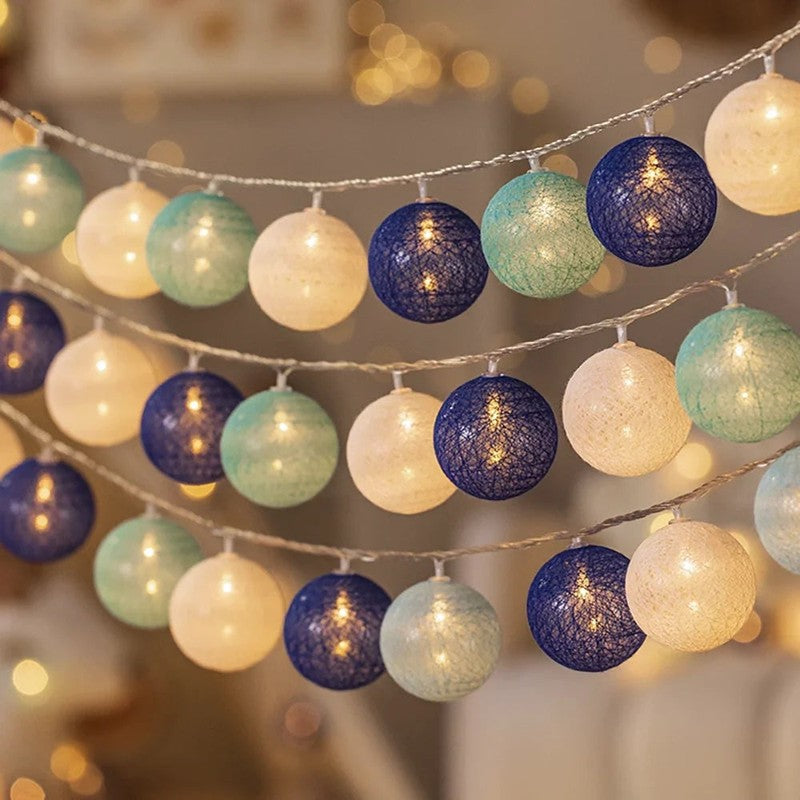 Ljusgarland med bomullsbollar - LED-belysning
