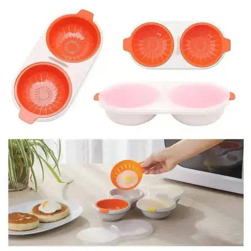 Portabel Mikrovågsäggkokare - Orange och Blå