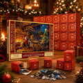 Pusseladventskalender 2026 - Julmotiv med 24 lådor