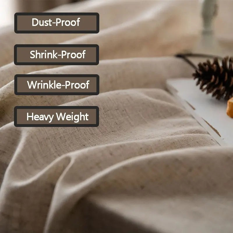 Rektangulärt bordsskynke med fransar - Naturlig beige