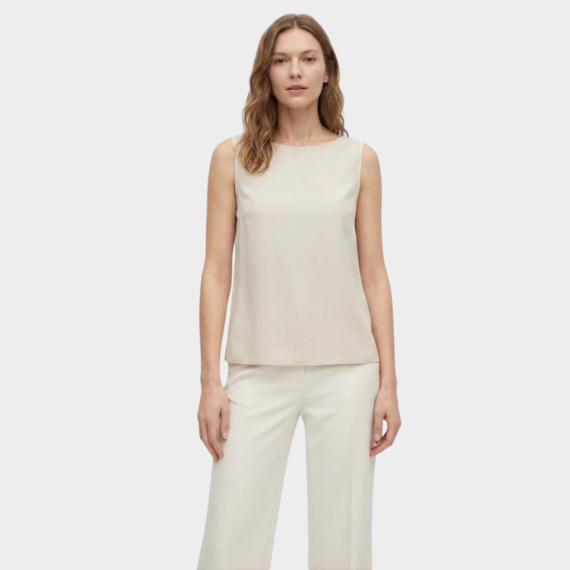 Ärmlös topp med rak passform beige 