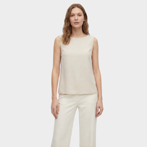 Ärmlös topp med rak passform beige 