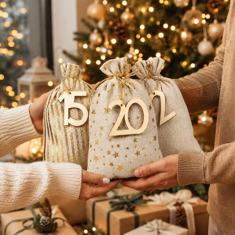 Set med 24 numrerade påsar till adventskalender