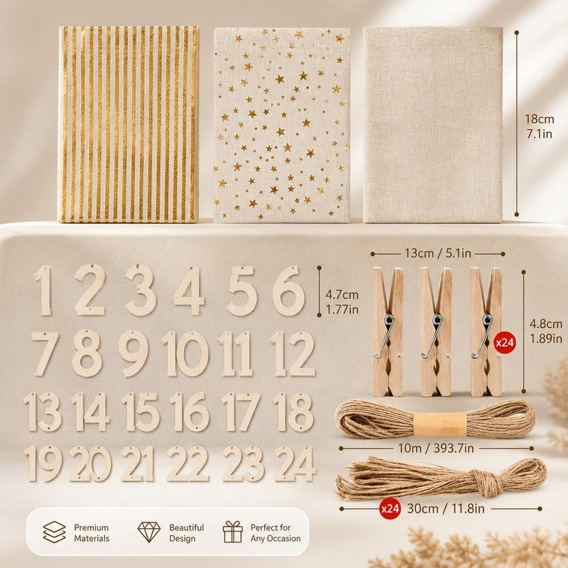Set med 24 numrerade påsar till adventskalender