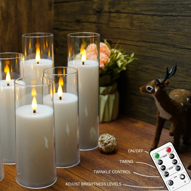Set med 9 flammlösa LED-ljus - Fjärrkontroll och timerfunktion