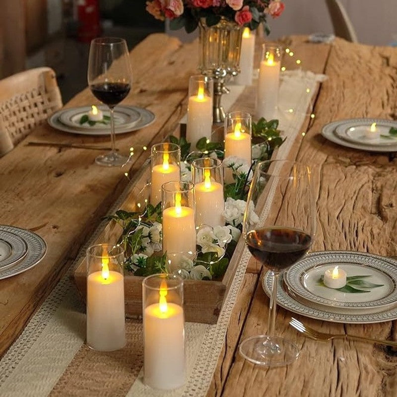 Set med 9 flammlösa LED-ljus - Fjärrkontroll och timerfunktion