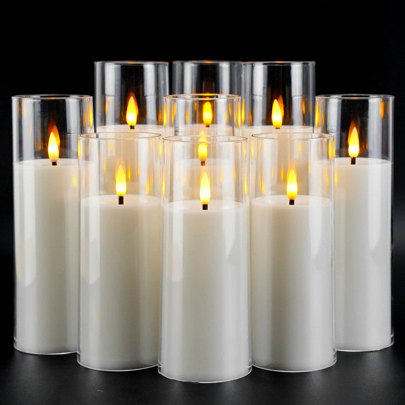 Set med 9 flammlösa LED-ljus - Fjärrkontroll och timerfunktion