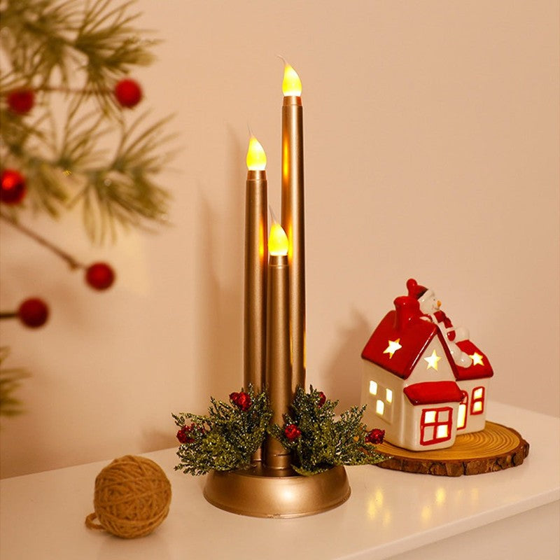 Set med LED-ljusstakar för jul - flammlös