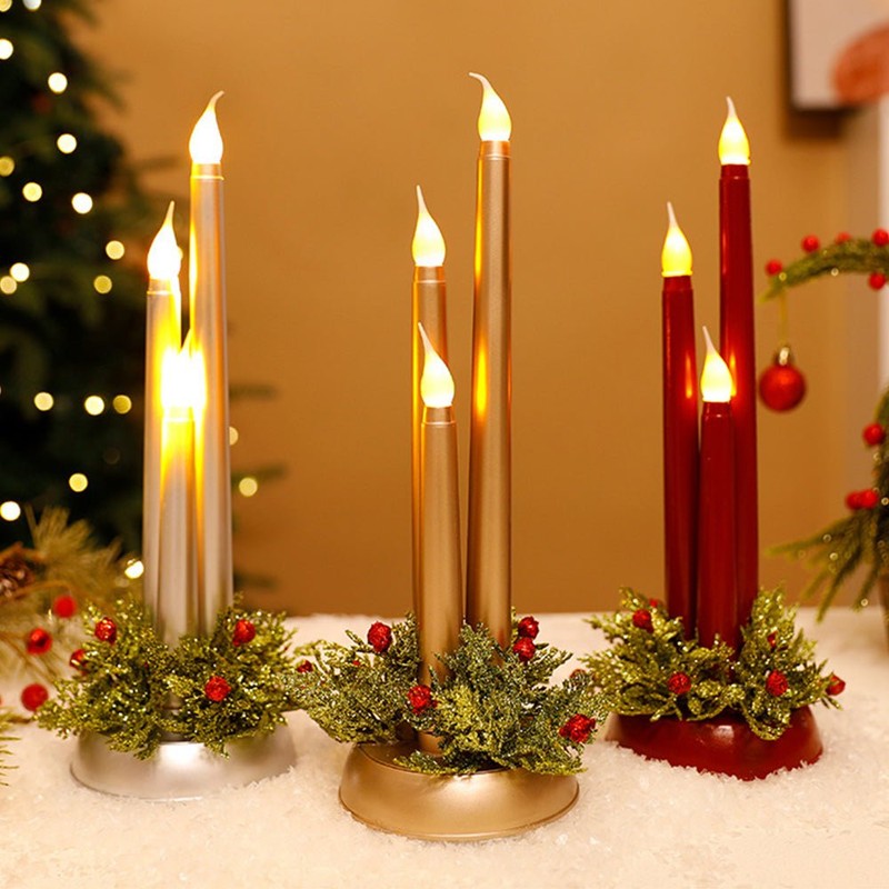 Set med LED-ljusstakar för jul - flammlös
