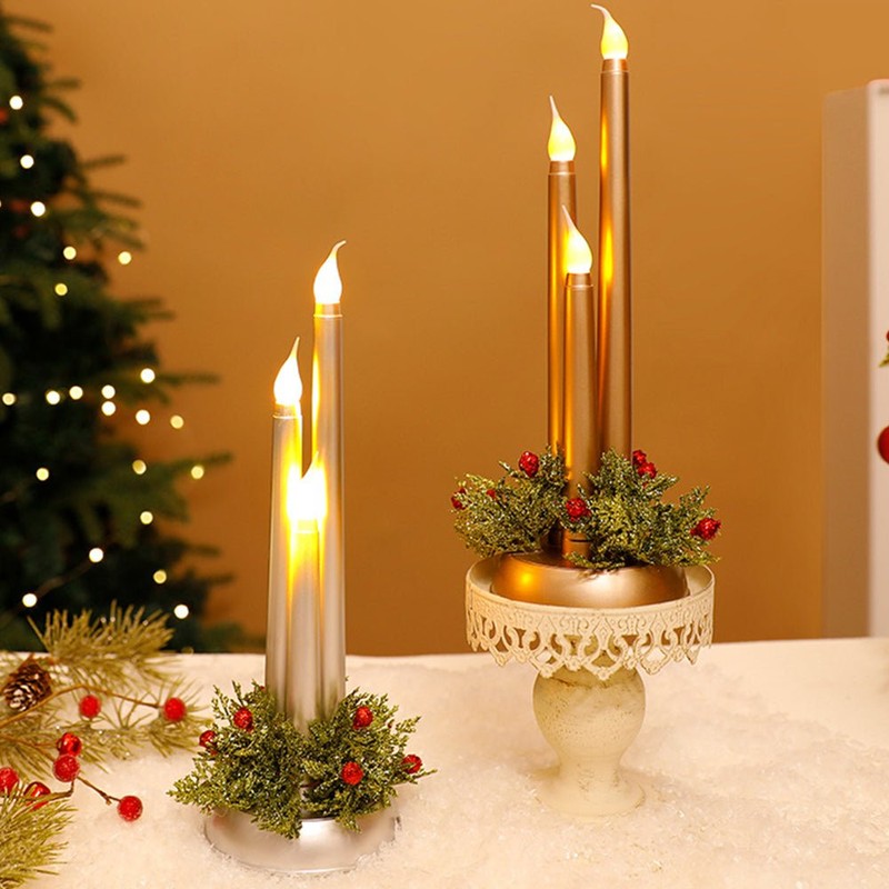 Set med LED-ljusstakar för jul - flammlös