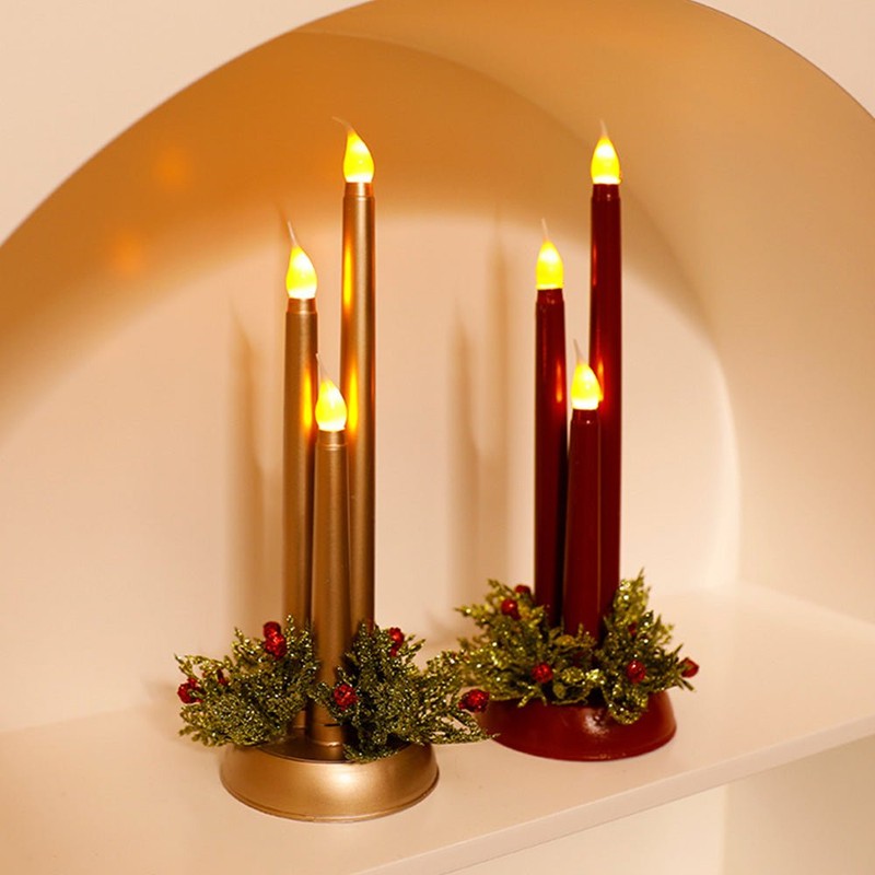 Set med LED-ljusstakar för jul - flammlös