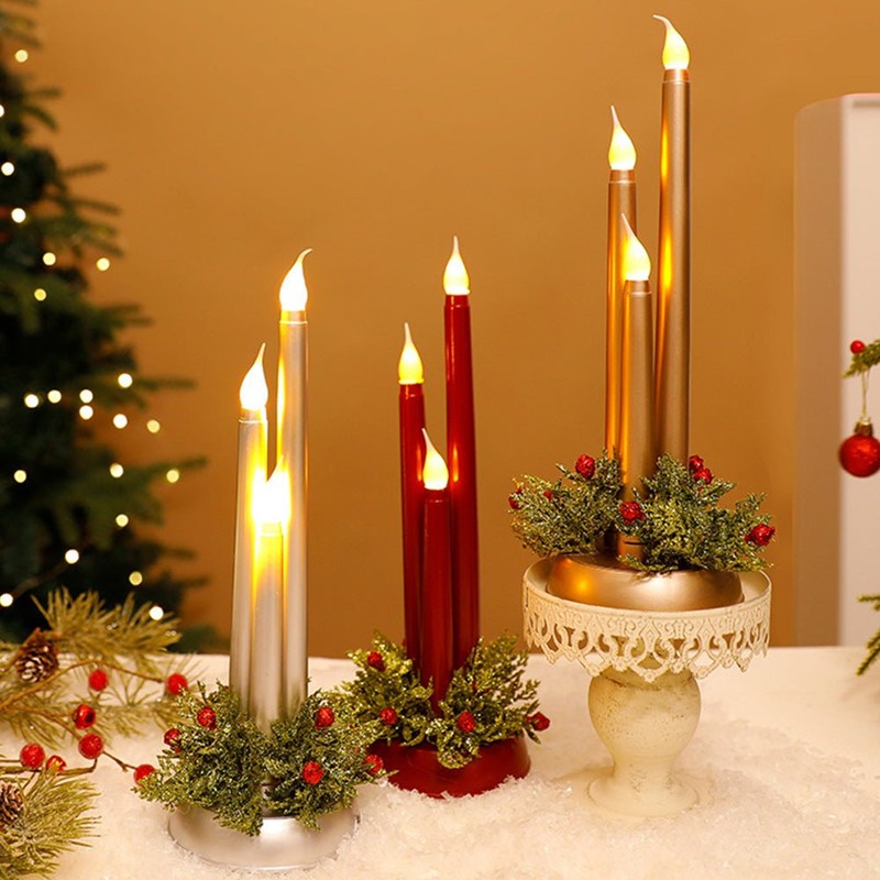 Set med LED-ljusstakar för jul - flammlös