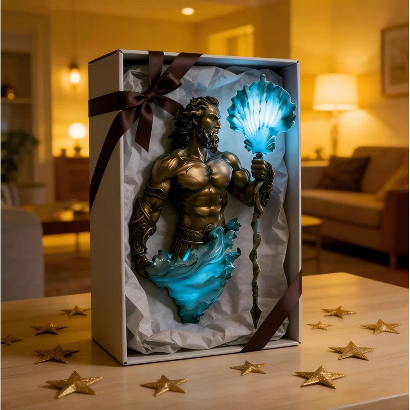 Skulpterad vägglampa - Poseidonfigur