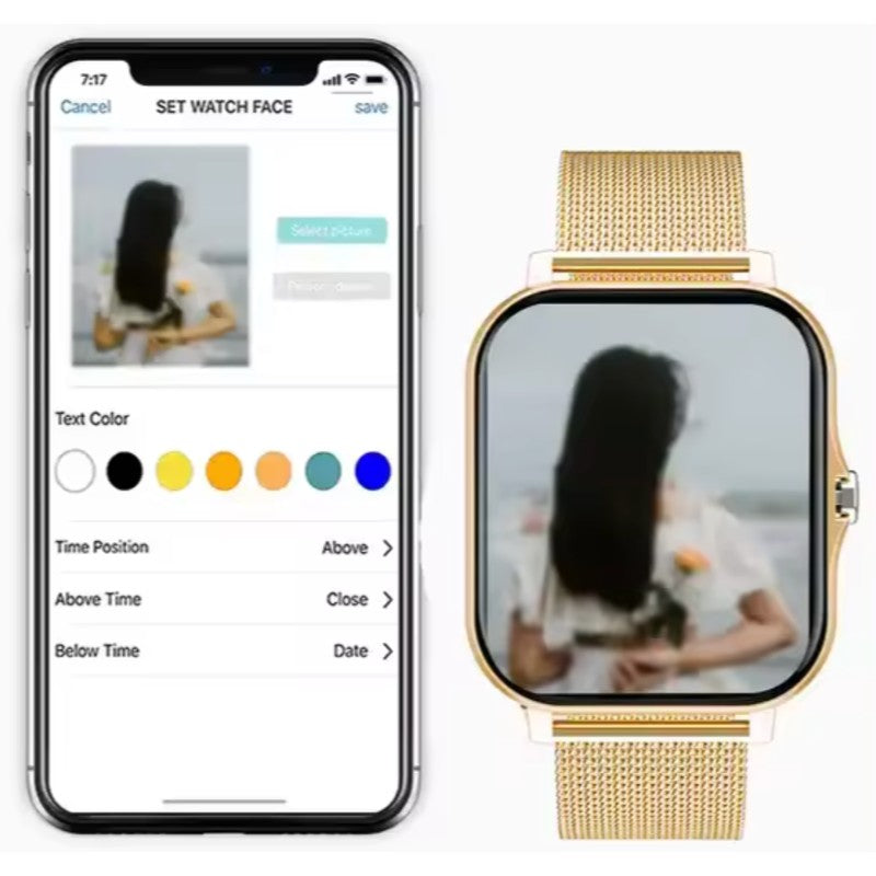 Smartklocka för kvinnor - Rektangulär klocka med touchskärm
