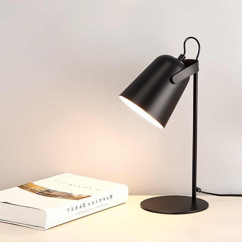 Tafellamp med rund bas och kantelbar skärm
