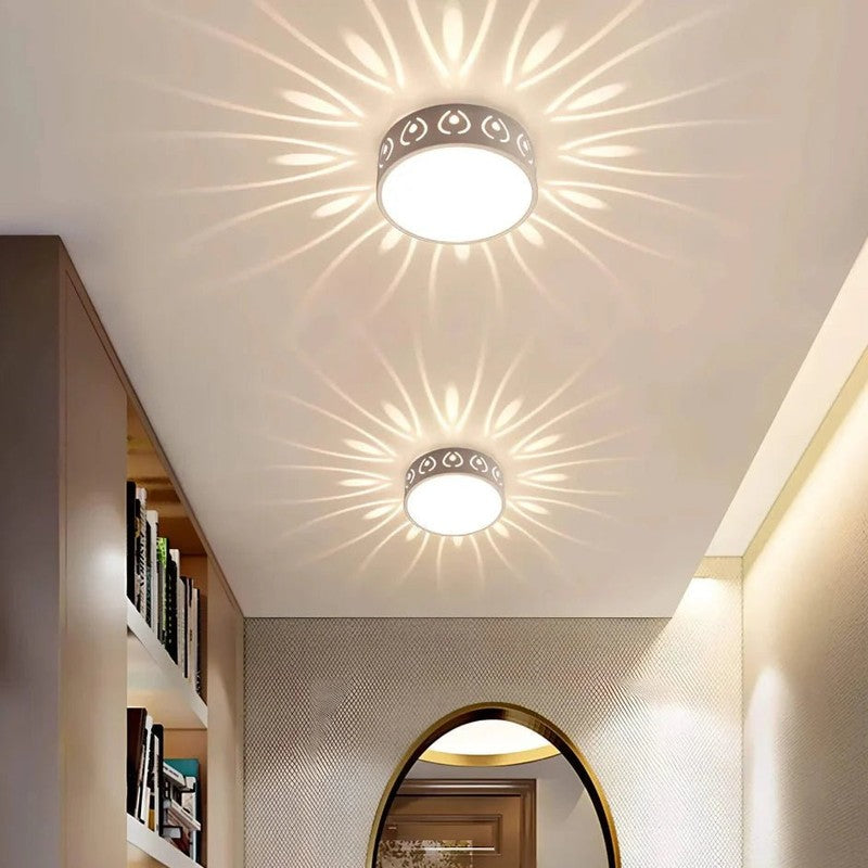 Taklampa LED - Ultraplatt med perforerat metallring