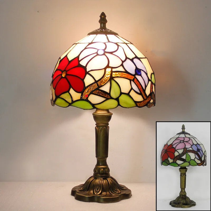 Tiffany-lampa för skrivbord - Dekorativ blyinfattad glaskupa