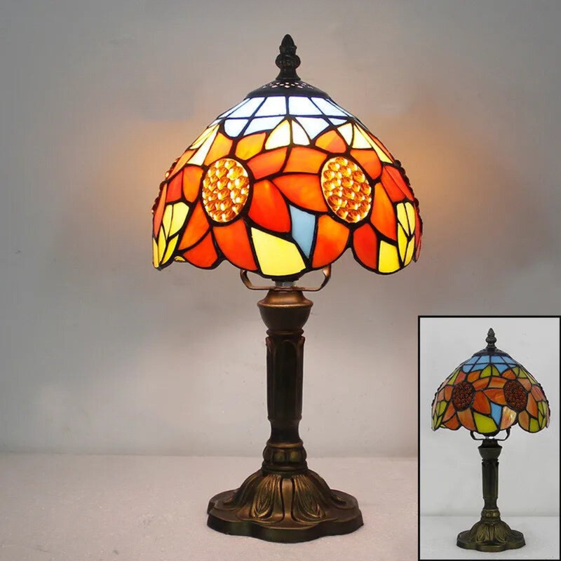 Tiffany-lampa för skrivbord - Dekorativ blyinfattad glaskupa