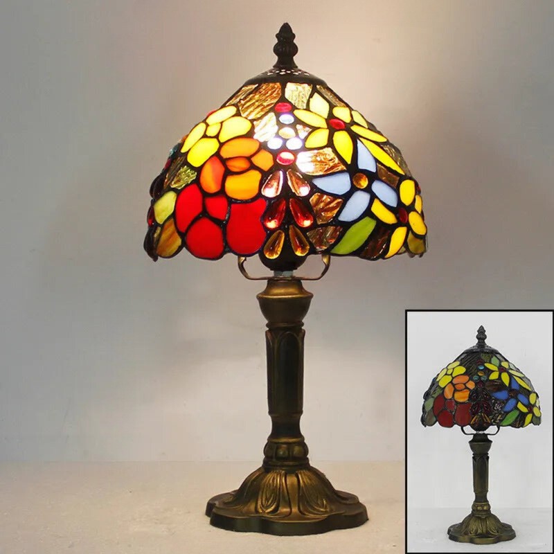 Tiffany-lampa för skrivbord - Dekorativ blyinfattad glaskupa