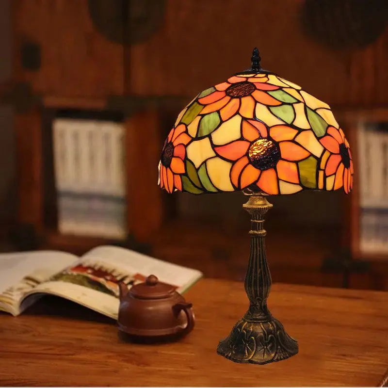 Tiffany-lampa för skrivbord - Dekorativ blyinfattad glaskupa