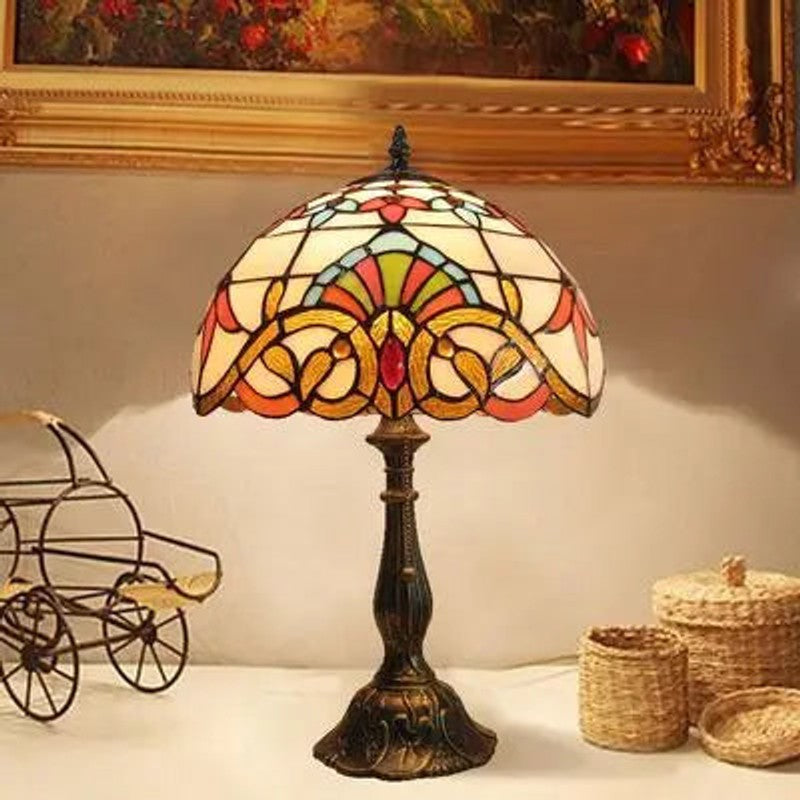 Tiffany-lampa för skrivbord - Dekorativ blyinfattad glaskupa