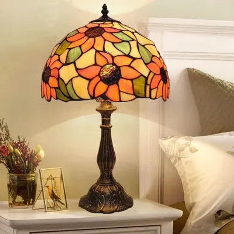 Tiffany-lampa för skrivbord - Dekorativ blyinfattad glaskupa