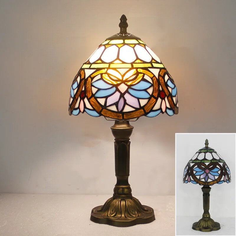 Tiffany-lampa för skrivbord - Dekorativ blyinfattad glaskupa