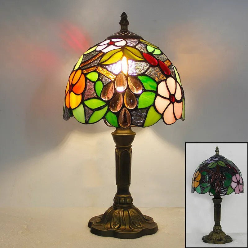 Tiffany-lampa för skrivbord - Dekorativ blyinfattad glaskupa