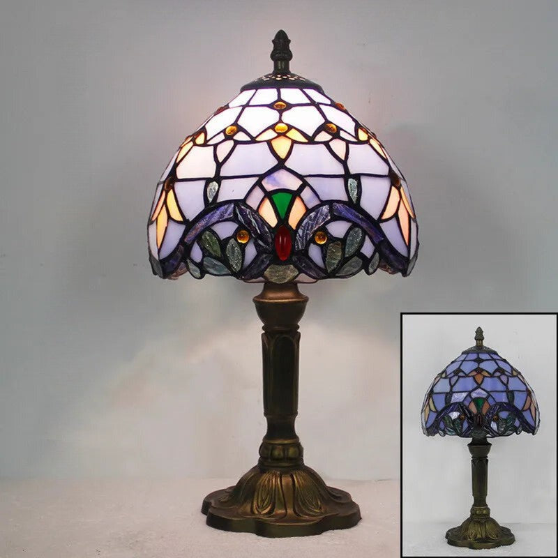 Tiffany-lampa för skrivbord - Dekorativ blyinfattad glaskupa