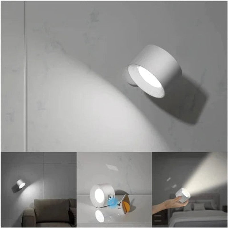 Trådlös vägglampa med 360° roterbar armatur