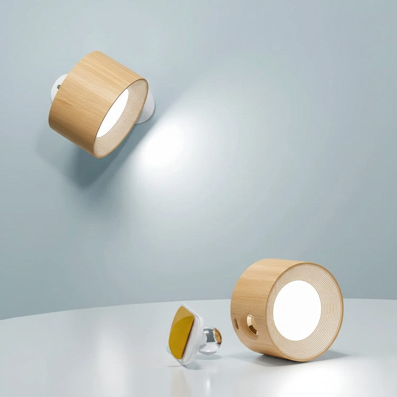 Trådlös vägglampa med 360° roterbar armatur