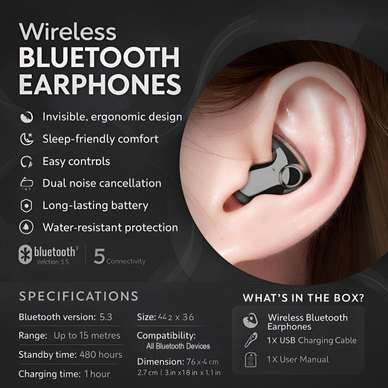 Trådlösa hörlurar med Bluetooth 5.3 - Svart och Vit